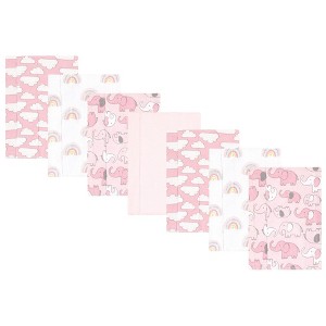 Hudson Baby Infant Girl Cotton Flannel Burp Cloths, Girl New Elephant 7-Pack, One Size - 1 of 4