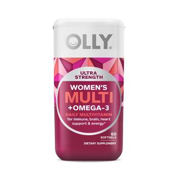 OLLY Ultra Strength Women's Multi + Omega-3 Daily Vitamin Softgels - 60ct