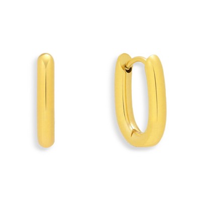 EVRY JEWELS WATERPROOF Gold or Silver Plated Stainless Steel Bold Oval Hoop Earrings