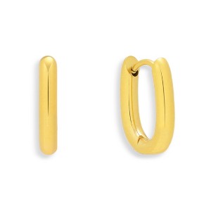 EVRY JEWELS WATERPROOF Gold or Silver Plated Stainless Steel Bold Oval Hoop Earrings - 1 of 3