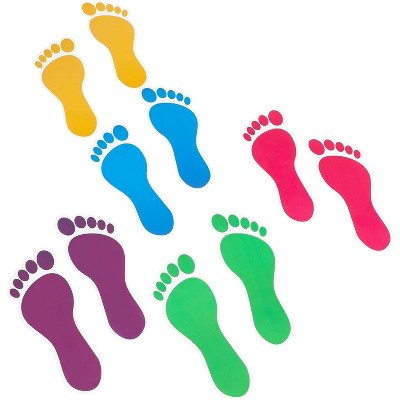 Bright Creations 32 Pairs Colorful Kids Footprint Decal Stickers for Classroom Decor (7.1 x 2.5 in)