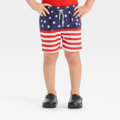 Toddler Boys' 4th of July American Flag Swim Shorts - Cat & Jack™ Red/White/Blue