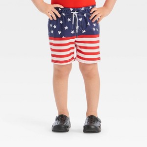 Toddler Boys' 4th of July American Flag Swim Shorts - Cat & Jack™ Red/White/Blue - 1 of 3