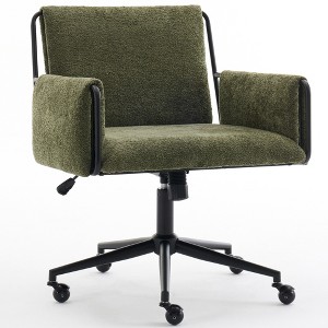 YOUNIKE Home Office Desk Chair with Arms Modern Computer Task Chair with Wheels Adjustable Swivel Rolling Chair 25.98"Wx28.35"D, Boucle Fabric - 1 of 4