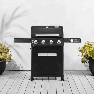 Mesa Black Stainless Steel 4-Burner Propane Gas Grill with Side Burner