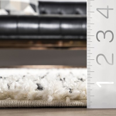 Cozy Moroccan Shag Square Area Rug with Braided Tassels, White