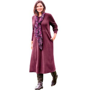 Woman Within Plus Size Petite Thermal Knit A-Line Dress - 1 of 4