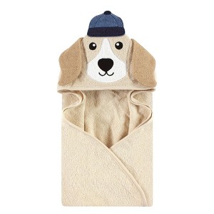 Hudson Baby Infant Boy Cotton Animal Face Hooded Towel, Baseball Dog, One Size - 1 of 2