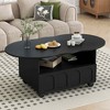 Lirago Cream Style Coffee Table with Wheels Cloud Top Design Large Storage Drawer and Brake System for Living Room Black - 3 of 4