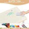 homfan Toddler Table and 4 Chairs, Height Adjustable Kids Tables Chair Set with Graffiti Table,Multifunctional Kid Play Furniture for Reading, Drawing - 3 of 4