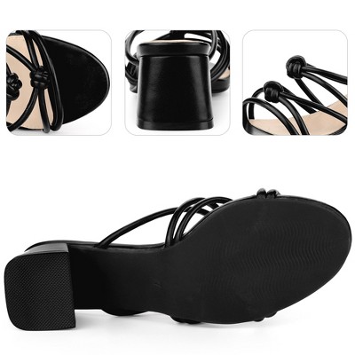 Perphy Women's Velvet Chunky Heel Sandals - Cross Strap Lace Up Dress Sandals For Parties & Weddings