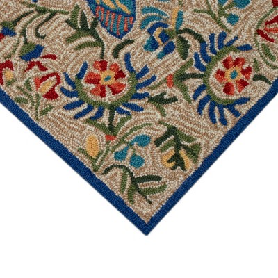 Handmade Multi/Natural Synthetic Tufted Square Rug