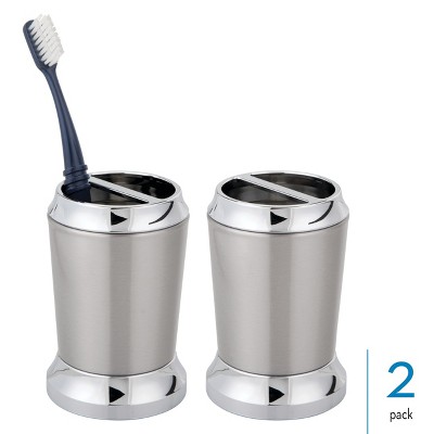 iDesign Stainless Steel Toothbrush Holder - Set of 2 - Brushed/Chrome