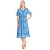 Collections Etc Elegant V-Neck Embroidered Dress with Sheer Short Sleeves - 3 of 4