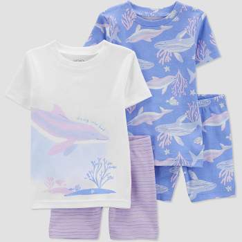Carter's Just One You®️ Toddler Girls' 4pc Dolphins and Coral Pajama Set - Blue/Purple