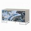 Royal Hampton Sideboard Console Cabinet, 4 Door, 65 Inch Blue Marble Paint, White - 4 of 4