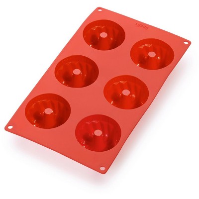 Lekue Silicone 6 Cavity Mini Savarin Baking Mold, Red