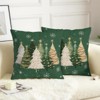 Green Christmas Outdoor Pillow Covers 18x18 Set of 2 White Gold Xmas Tree Snowflakes Pillow Case Rustic - 4 of 4