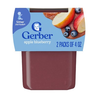 Gerber Baby Food Stage 2 Apple Blueberry Puree Tub - 4oz/2ct