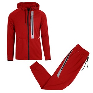 Galaxy R.P. Collection Men's Modern Fit  Full Zip Tech Fleece Hoodie and Jogger 2-Piece Set with Reflective Trim Design - 1 of 1