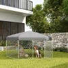 Outdoor Dog Kennel with Waterproof UV Resistant Roof,Chain Link Dog Run with Lockable Gate for Medium and Large Dogs - LAOTIES - 2 of 4