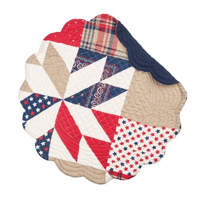C&F Home Levi Patriotic Cotton Quilted Round Reversible Placemat Set of 6