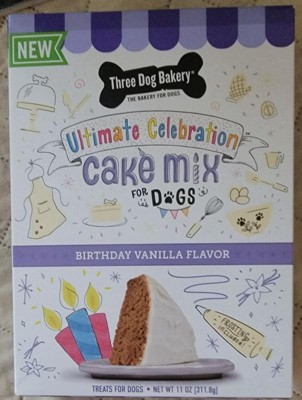 Three Dog Bakery Cake Mix Birthday Vanilla Flavor Dog Treat 11oz Target