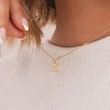 Women's Dainty 14k Gold Plated A-Z Initial Letter Pendant Choker Necklace - Non Tarnish Trendy Jewelry Gift - 4 of 4
