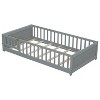 NicBex Twin Size Wood Montessori Bed with Built-in Book Storage Rack,Floor Bed with Safety Guardrails and Door,Modern Toddler Bed for Bedroom - 4 of 4