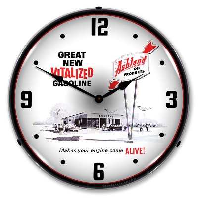 Collectable Sign & Clock | Ashland Oil LED Wall Clock Retro/Vintage, Lighted