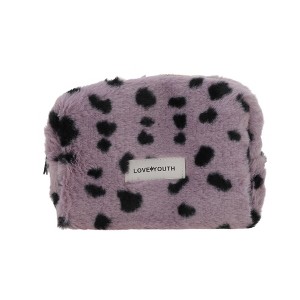 Unique Bargains Leopard Plush Drawstring Makeup Bag 1 Pc - 1 of 4