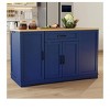 Rolling 50 inch Kitchen Island with Power Outlet Island Cart For Trash Can Cabinet For Living Room Kitchen - 3 of 4