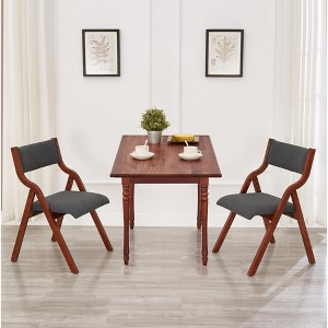 Christopher Knight Home Boris Cherry Wood and Upholstered Fabric Folding Dining Chair（Set of 2） - 1 of 4