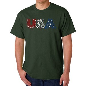 LA Pop Art USA Fireworks - Men's Word Art T-Shirt - 1 of 4