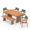 Christopher Knight Home Liliana Rustic 6 Piece Outdoor Acacia Wood Dining Set with Rattan Slatted Table and Cushions - 2 of 4