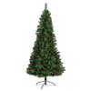 Nearly Natural 7-ft Flat Back Montreal Mountain Artificial Christmas Tree with Pine Cones and Berries - 3 of 4