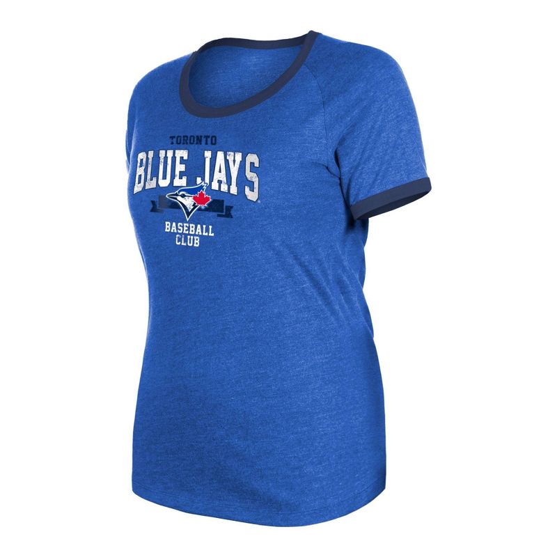 MLB Toronto Blue Jays Women&#39;s Heather Bi-Blend Ringer T-Shirt, 3 of 7