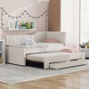 CAVINAS Twin/Full Size Solid Wood Upholstered Daybed Bed Frame with Trundle & 3 Storage Drawers,No Box Spring Needed - 2 of 4