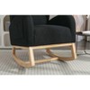 Vynxaria Black Teddy Fabric Rocking Accent Chair with Wooden Legs, Indoor Rocker - 4 of 4
