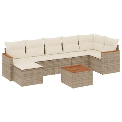 vidaXL Garden Sofa Set Beige, Cream White