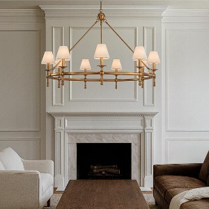 ALOADECOR 6-Light Classic Pendant Fixture Elegant Interior Lighting With White Shades For Dining Room Living Room - 1 of 4