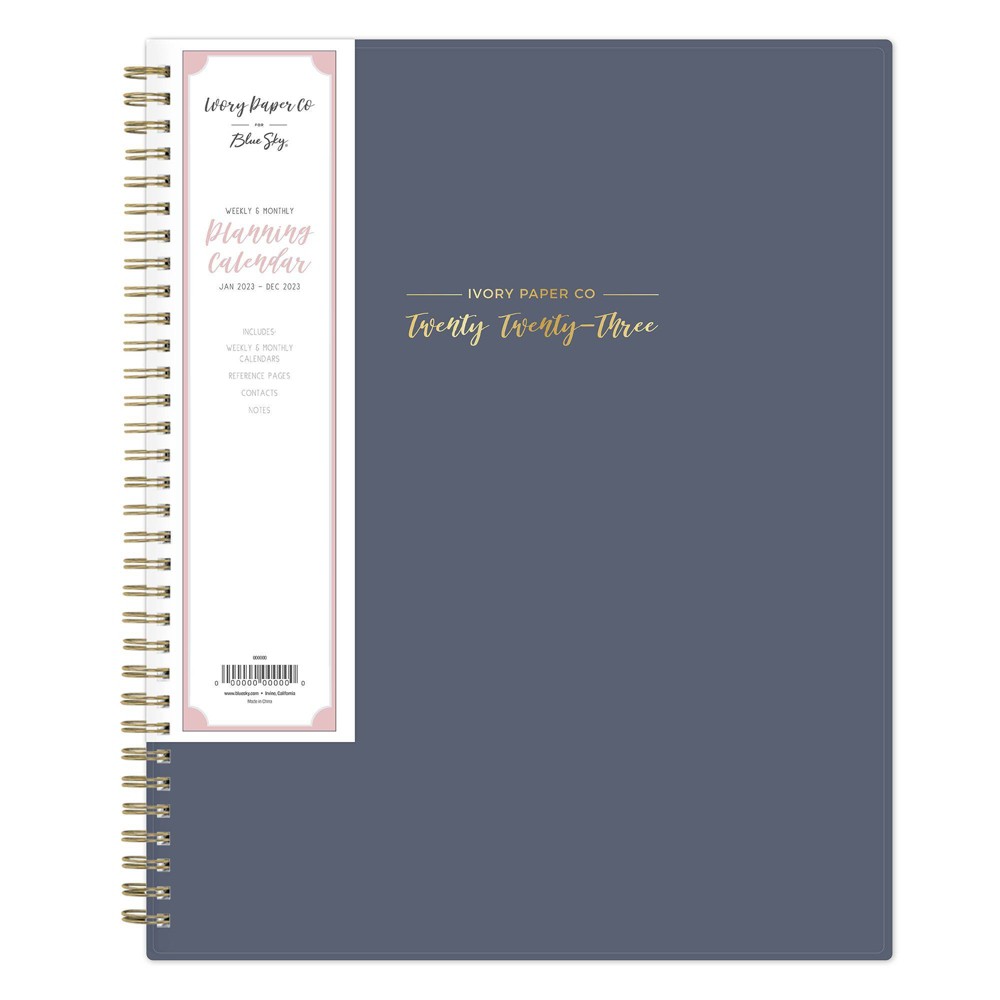 2023 Planner 8.5"x11" Weekly/Monthly Solid Light Metallic Blue - Ivory Paper Co