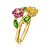 Ross-Simons 1.20 ct. t.w. Multi-Gemstone Flower Bypass Ring With White Topaz in 18kt Gold Over Sterling Size 9 - 3 of 4