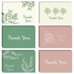 Best Paper Greetings 48 Pack Pink and Sage Green Thank You Cards with Envelopes Bulk for Weddings, Baby Showers, Business (4 x 6 In) - 1 of 4