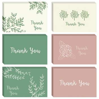 Best Paper Greetings 48 Pack Pink and Sage Green Thank You Cards with Envelopes Bulk for Weddings, Baby Showers, Business (4 x 6 In)