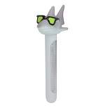 Swimline Shark Wearing Sunglasses Floating Swimming Pool Thermometer with Cord 8" - Gray/White