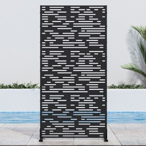 SpassWay 35" x 72" Black Metal Garden Trellis Privacy Screen Indoor Outdoor Room Divider Lattice Panel - 1 of 4
