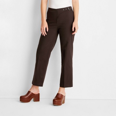 Women's High-Rise Slim Fit Effortless Pintuck Ankle Pants - A New Day™ Dark  Brown 8