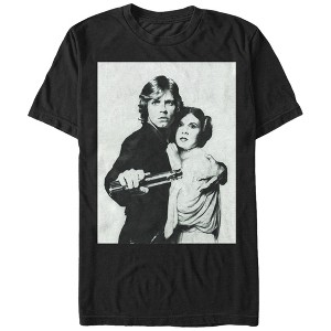Men's Star Wars Luke and Leia Grayscale T-Shirt - 1 of 4