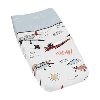 Sweet Jojo Designs Boy Changing Pad Cover Airplane Red Blue and White